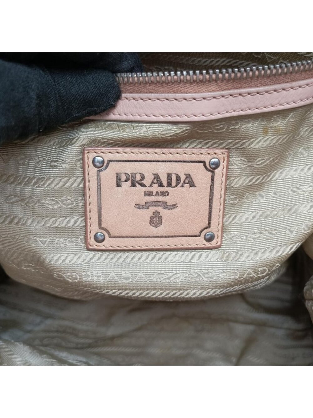 Prada Triangle Logo Tote Pink Leather - Picture 10 of 16
